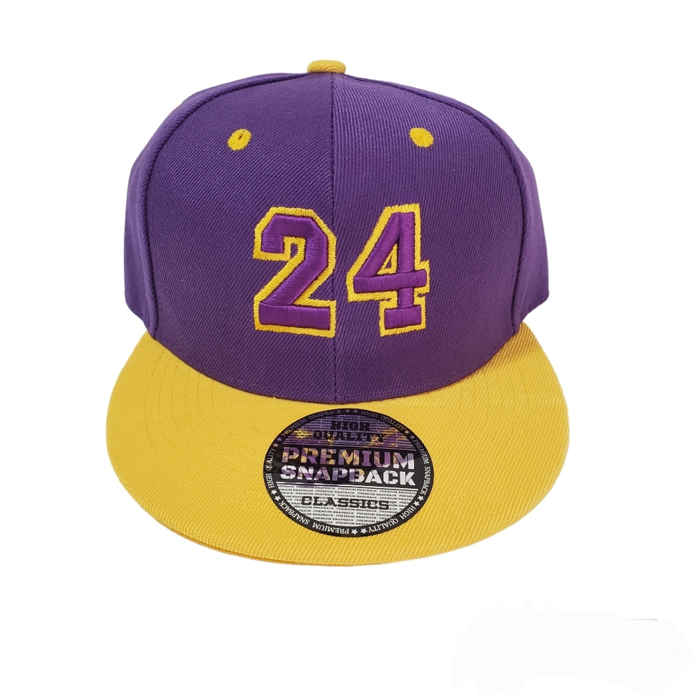 Kobe Bryant 24 Lakers Snapback Flatbill Hat Purple Era Premium Max Baske…